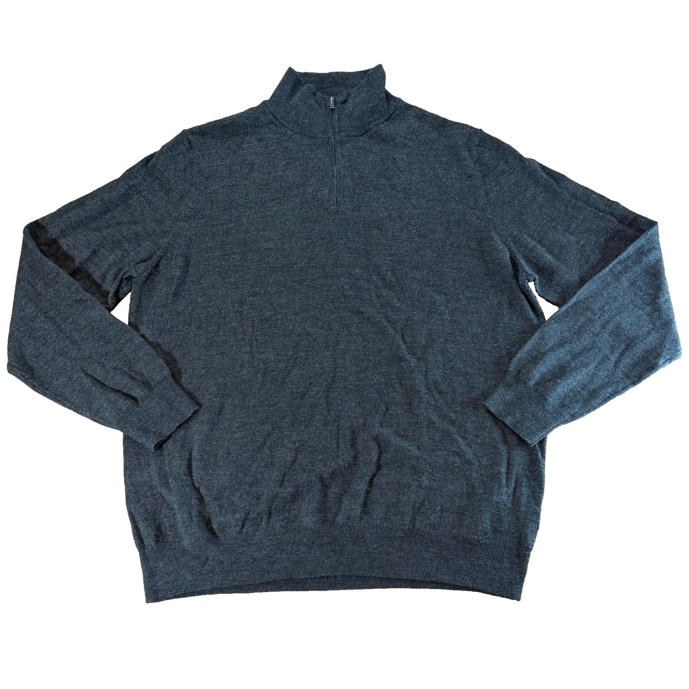 Christian LaCroix 1/4-Zip Pullover Sweater Men's XXL Gray Extrafine Merino Wool